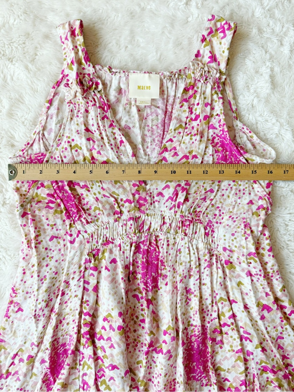 Maeve Anthropologie Woman V-Neck Ruffle Smocked Flowy Sleeveless Top SMALL Boho - Picture 7 of 8